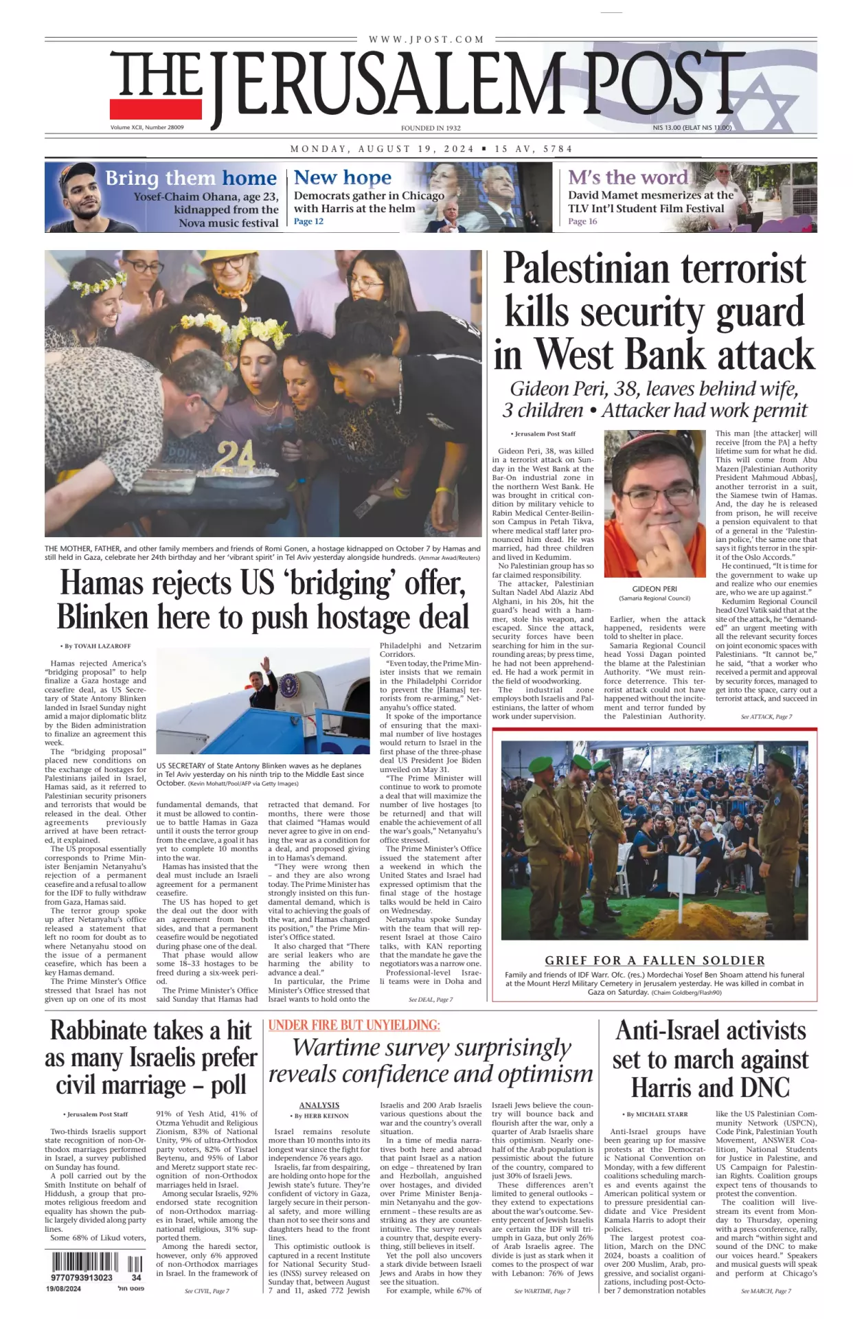 Prima-pagina-the jerusalem post-edizione-di-oggi-19-08-2024